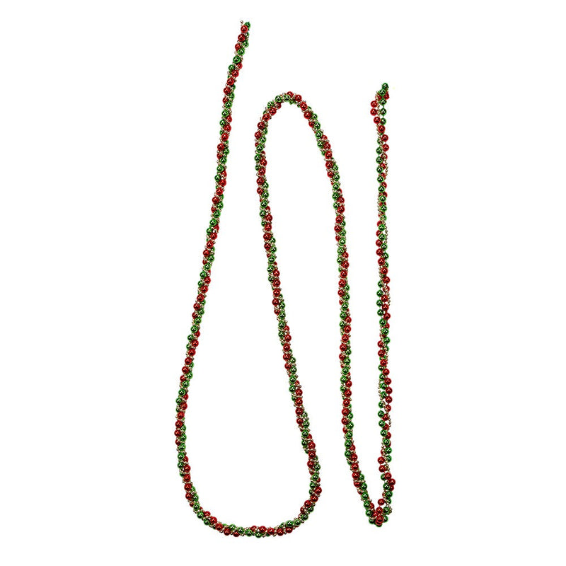 Red, Green and Gold Bead Twisted Garland - The Country Christmas Loft