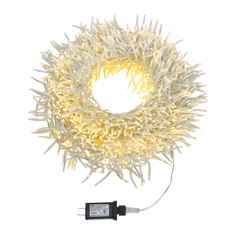 2000-Light Warm White LED White Wire Cluster Garland - The Country Christmas Loft