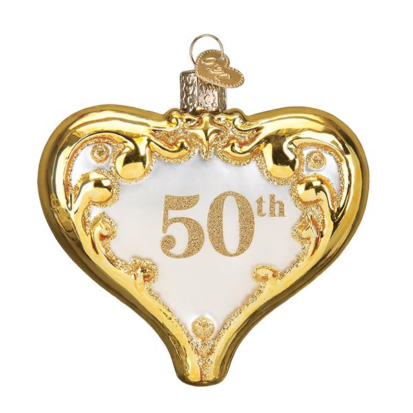 Old World Christmas 50th Anniversary Heart Glass Ornament - The Country Christmas Loft