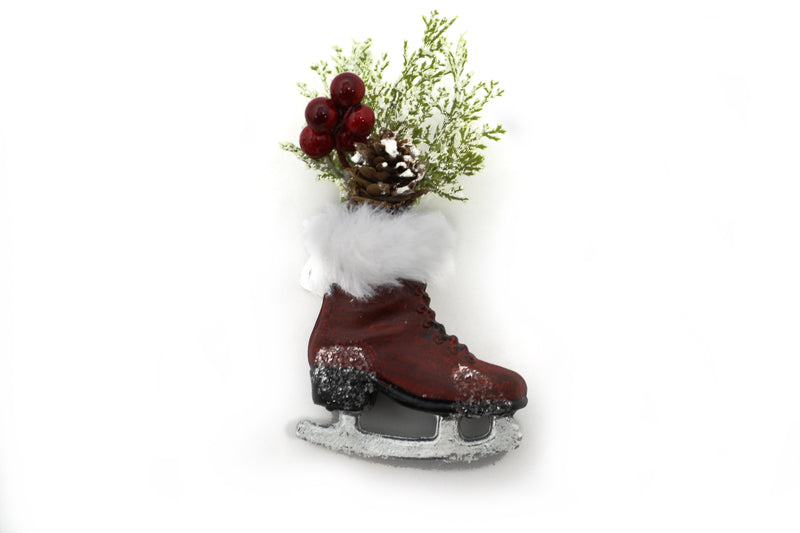 6 Inch Skate with Floral Accent -  Pinecone - The Country Christmas Loft