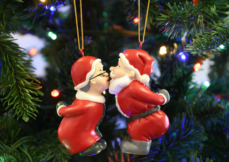 Kissing Claus' Cute Magnetic Set of 2 Kiss Christmas Ornaments - The Country Christmas Loft