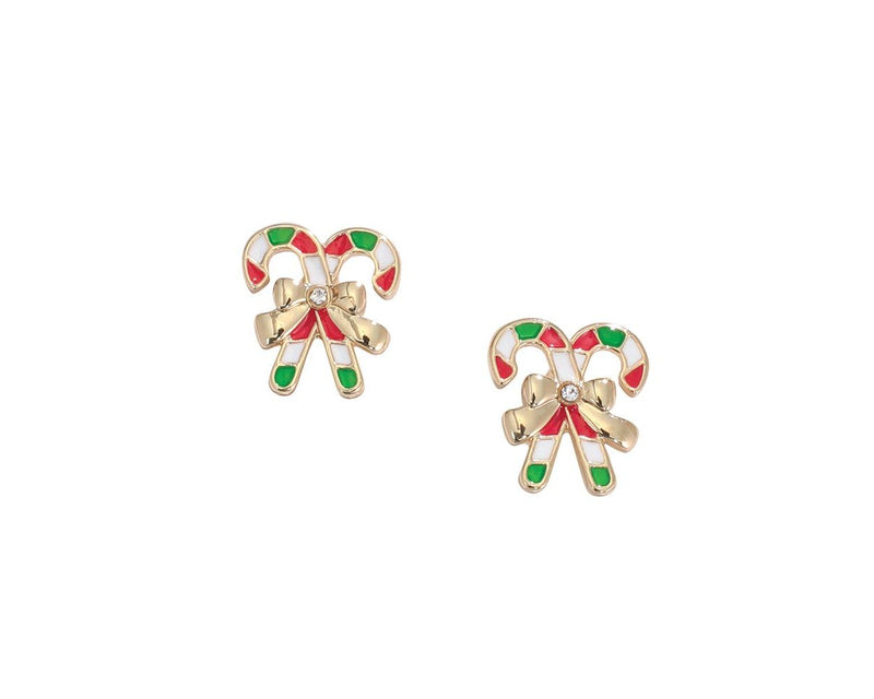 Gold  CandyCane with Ribbon - Earrings