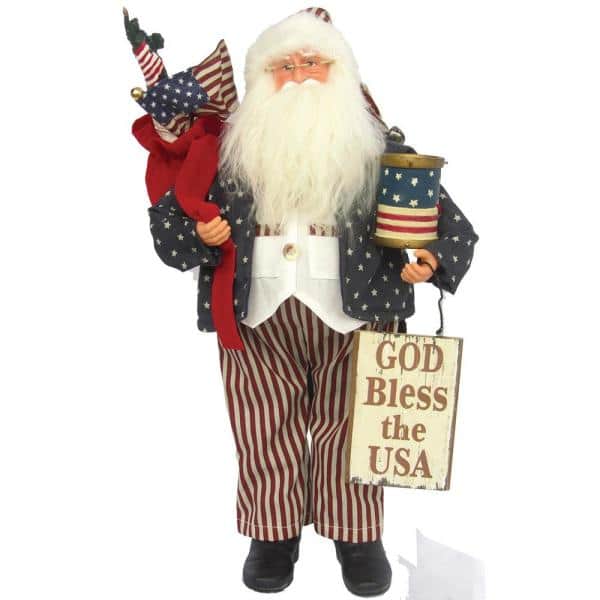 God Bless The USA Santa Figurine - The Country Christmas Loft