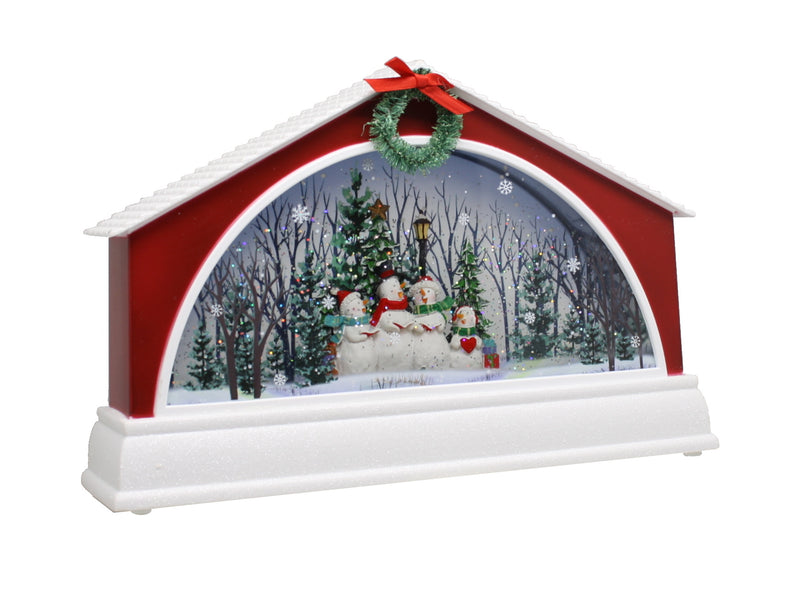 Lighted Spinning Waterglobe Scene - Snowman Caroling - The Country Christmas Loft