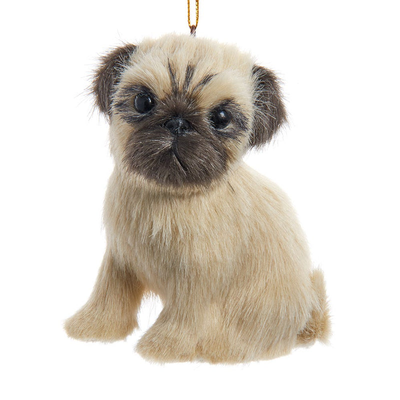 Furry Dog Ornament -  Pug - The Country Christmas Loft