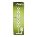 USB Power Extension Cord+ With White Wire and 12 Ports