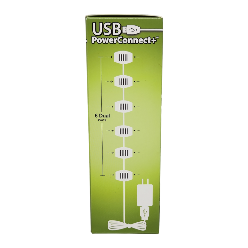 USB Power Extension Cord+ With White Wire and 12 Ports