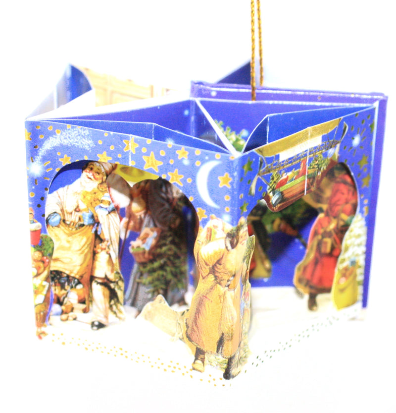 Popup Mini Book German Ornament - Blue - The Country Christmas Loft