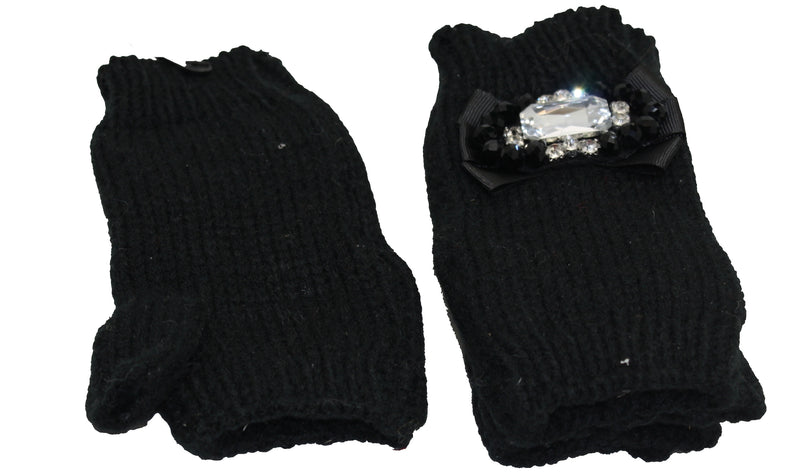 Jeweled Fingerless Gloves - Black - The Country Christmas Loft
