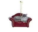 Cat On Red Sofa Ornament - - The Country Christmas Loft