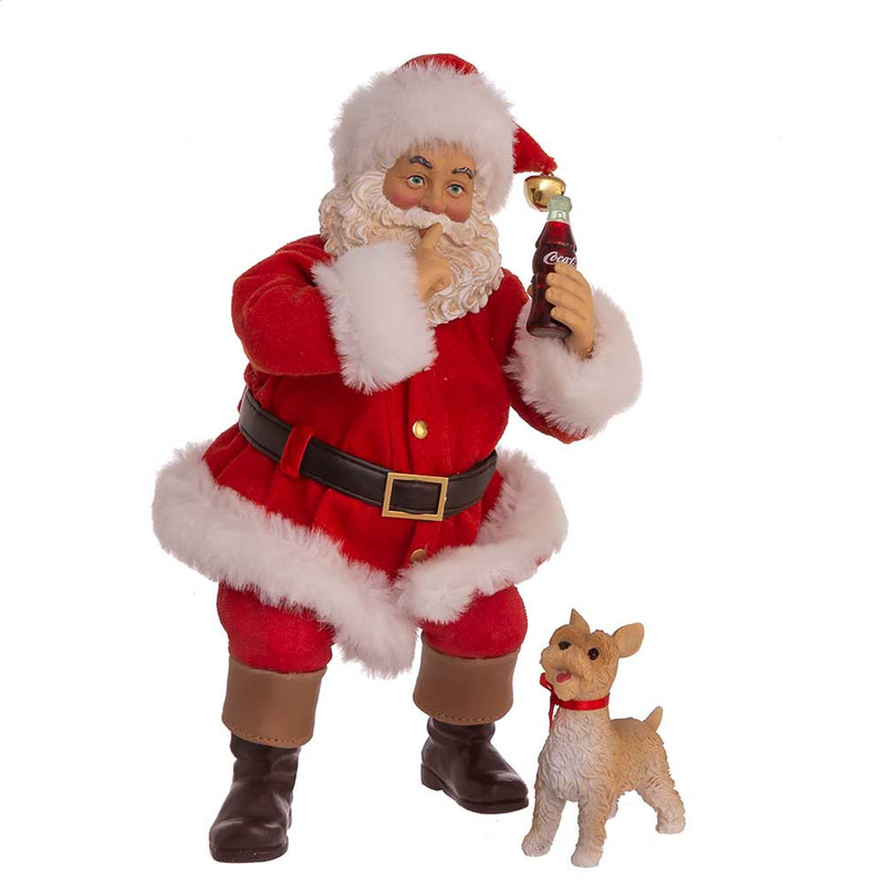 10 Inch Coca-Cola Fabriché Sundblom 90th Anniversary Santa and Dog - 2 Piece Set - The Country Christmas Loft