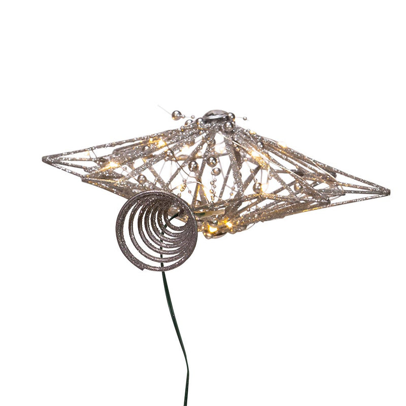 Warm White Fairy LED Silver Star Treetop - 15 Inch