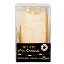 6" Battery Operated Flicker Flame White Candle With Fairy Lights - The Country Christmas Loft