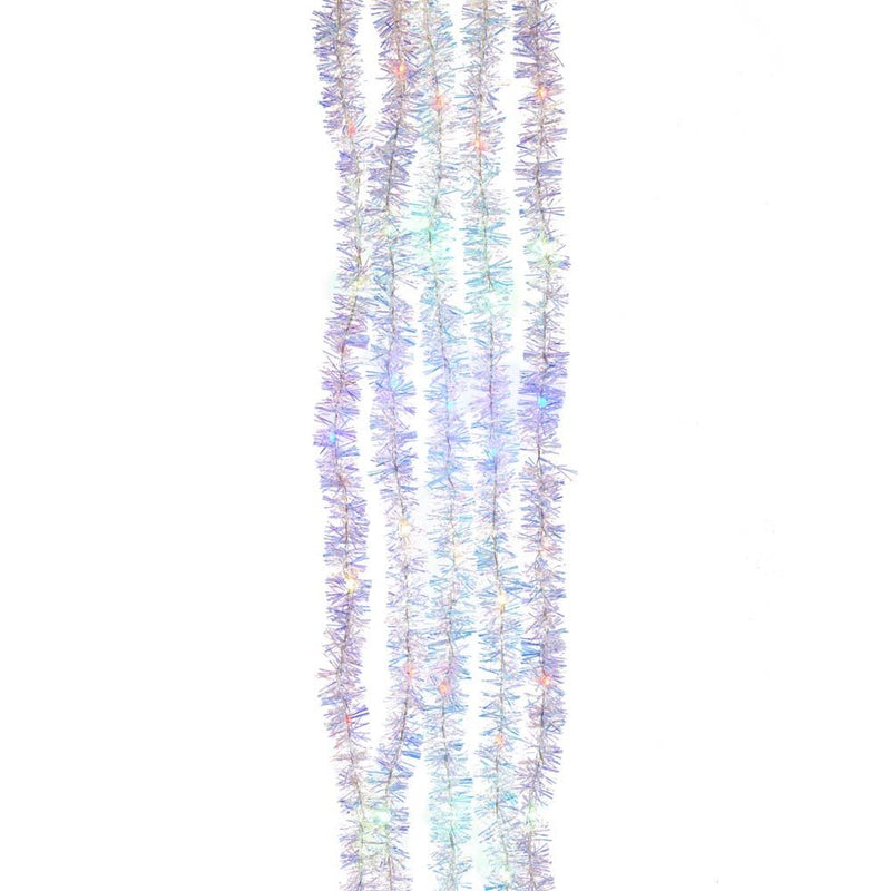 100-Light Silver Iridescent Tinsel Cascade Multi-Color Light Set - The Country Christmas Loft