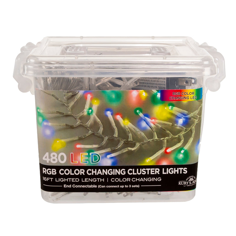 480-Light RGB LED Connectable Cluster Garland - 16 Feet