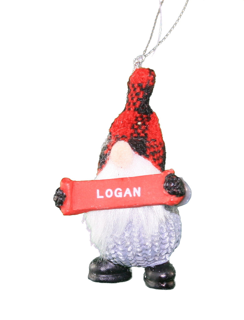 Personalized Gnome Ornament (Letters J-P) - Logan - The Country Christmas Loft