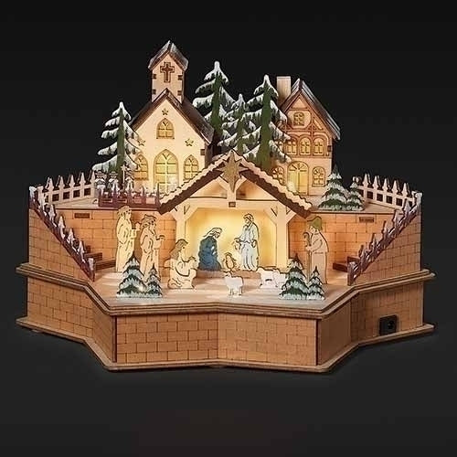 Wooden Nativity Scene with LED Lighting - The Country Christmas Loft