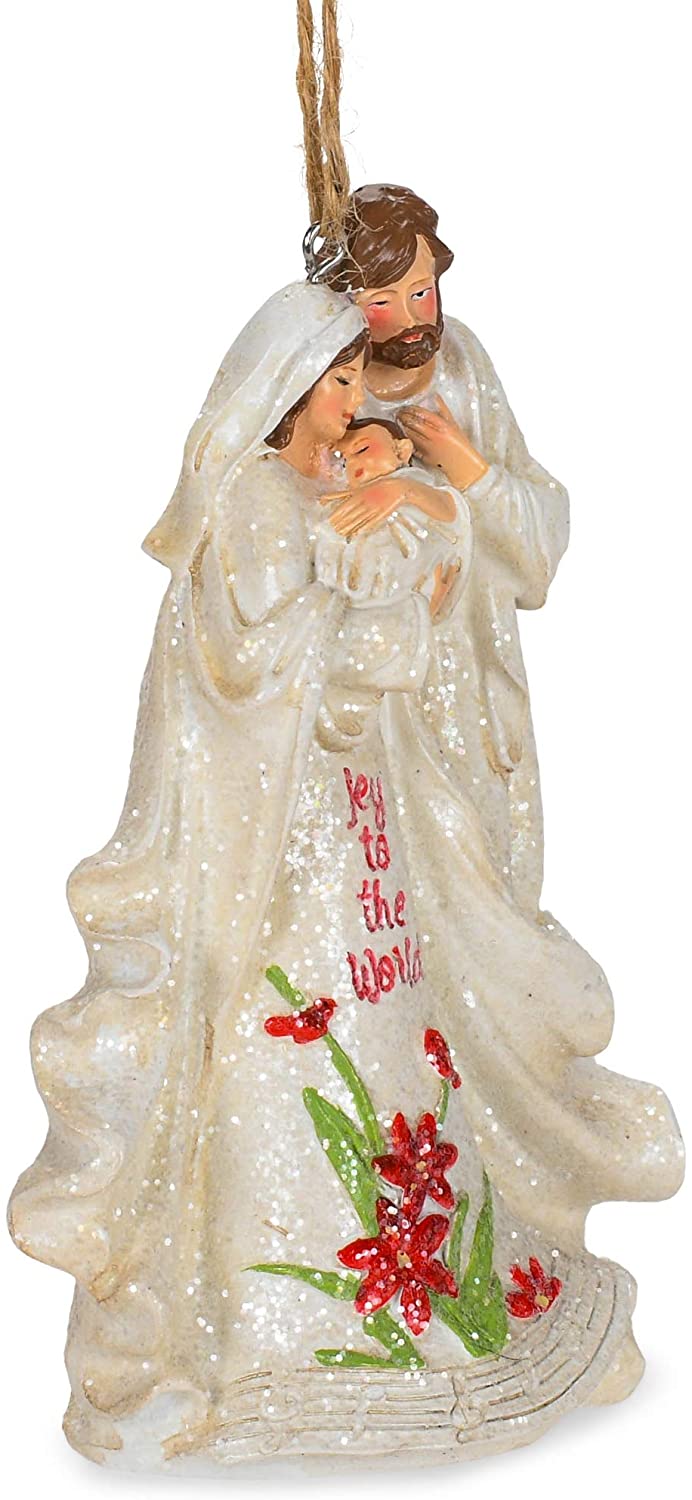 Holy Family with Poinsettia Ornament - The Country Christmas Loft