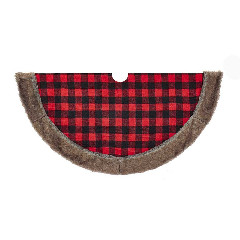 Plaid Tree Skirt With Brown Fur - 48" - The Country Christmas Loft