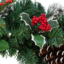 18" Battery-Operated LED Holly Berry and Pinecone Wreath - The Country Christmas Loft