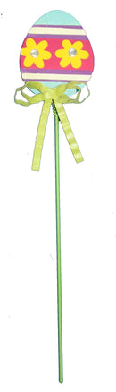15 Inch Metal & Wood Spring Stake - Egg - The Country Christmas Loft