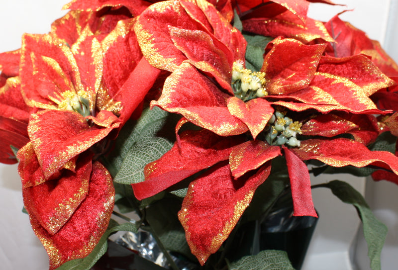 22" Potted Faux Red Poinsettia - The Country Christmas Loft