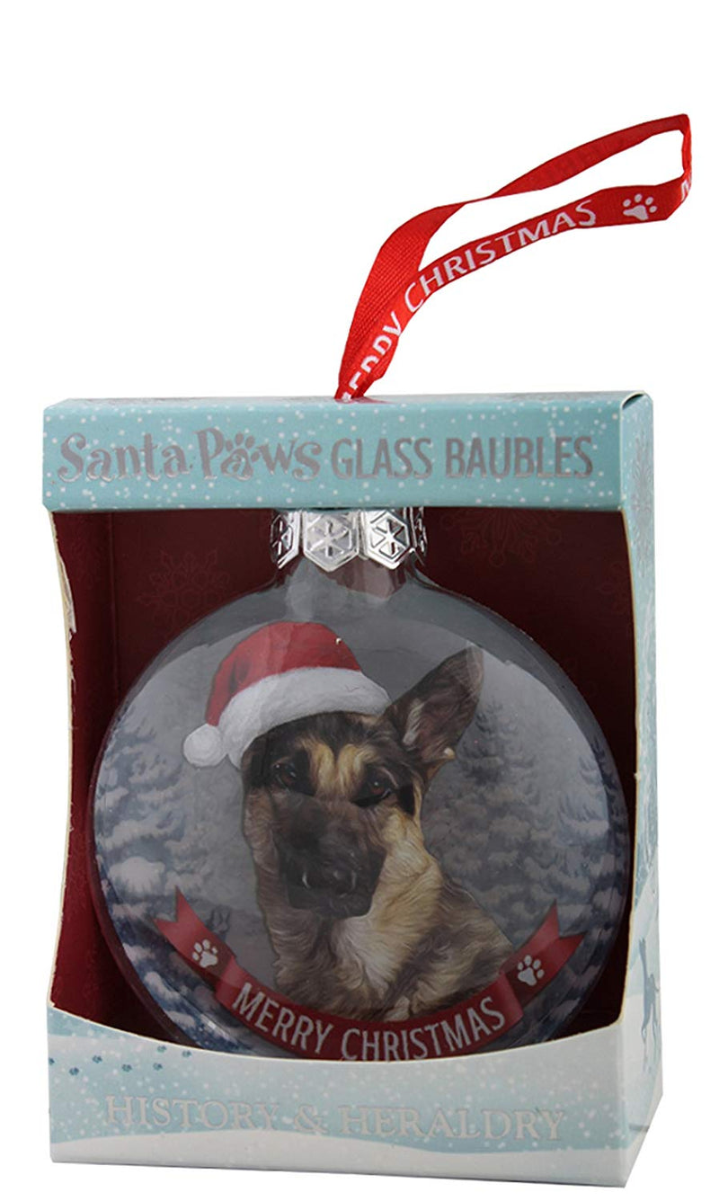 Santa Paws Glass Bauble - German Shepherd