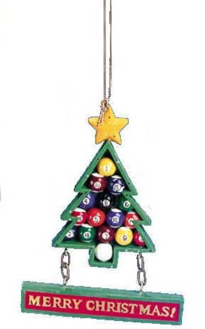 Classic Blue Collar Game Ornament - Pool - The Country Christmas Loft