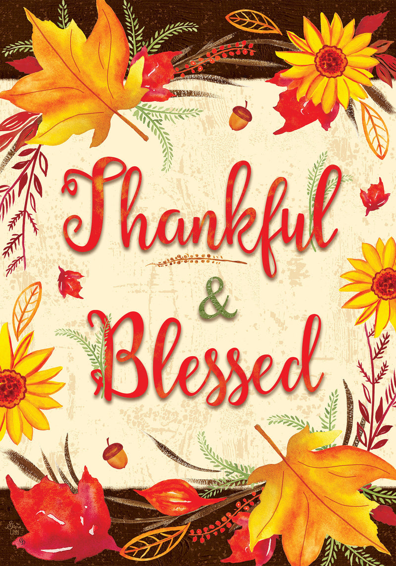 Thankful & Blessed - Flag - 28x40 - The Country Christmas Loft