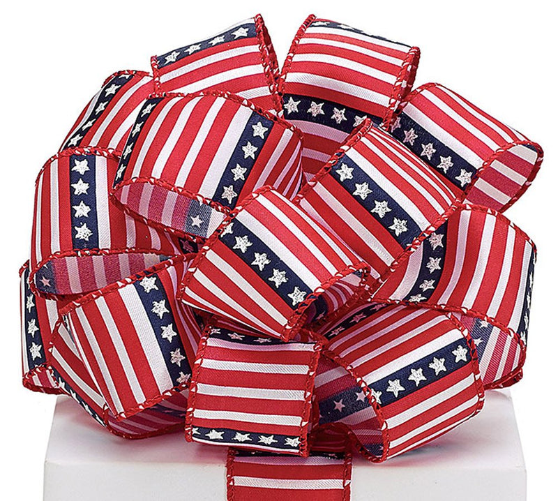 Stars and Stripes Patriotic Wired Ribbon