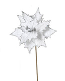 Holiday Poinsettia With Glitter Accent - Silver