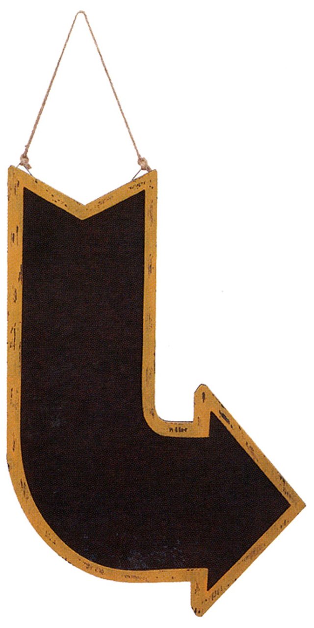 Wood Chalk Curved Arrow Wall Hanger - The Country Christmas Loft