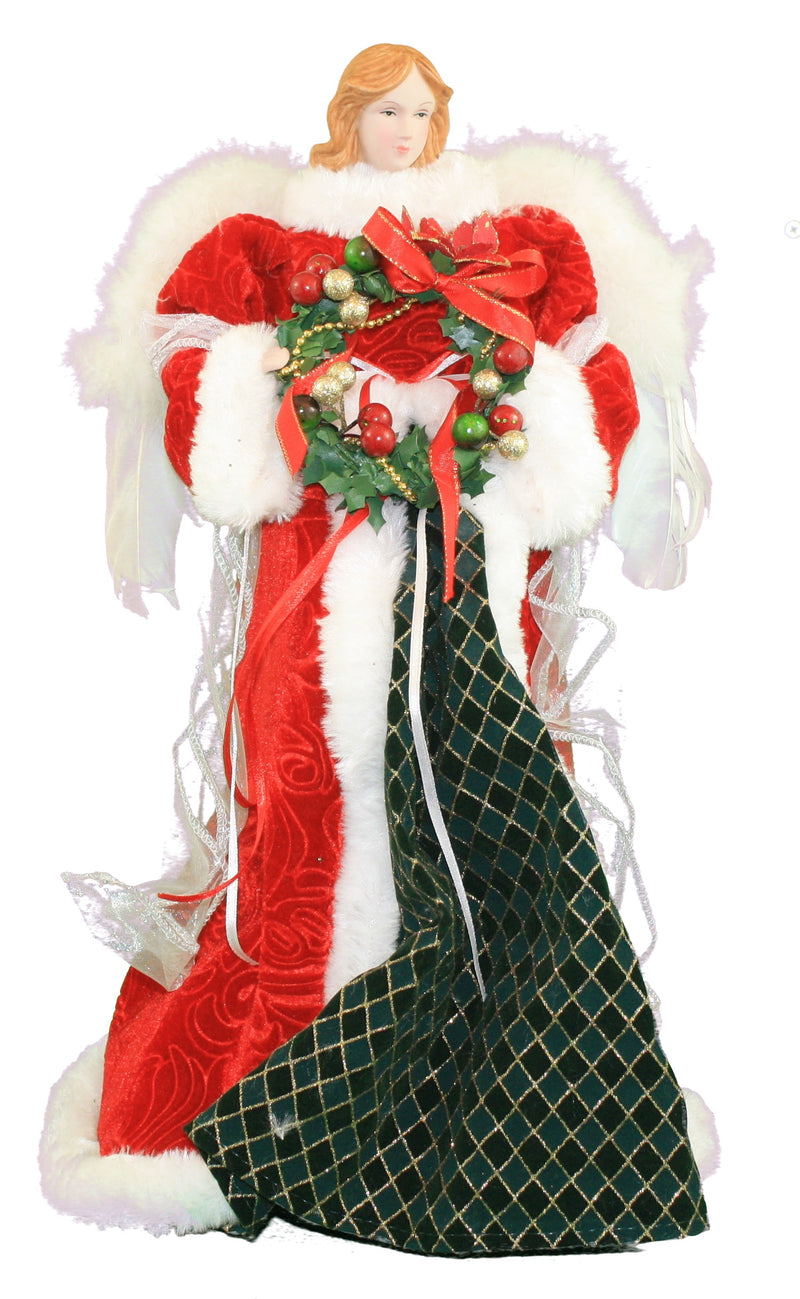 Embossed Red Velvet Christmas Angel - 16" - The Country Christmas Loft