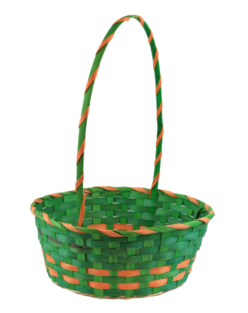 Large Bamboo Easter Basket with Wrapped Handle - Green - The Country Christmas Loft
