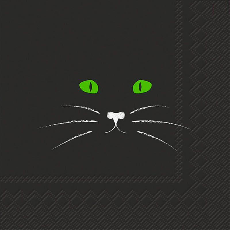 Black Cat Face Cocktail Napkin - The Country Christmas Loft