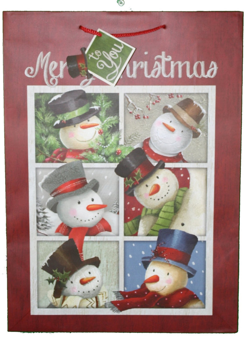 Paper Images Jumbo Gift Bag With Gift Tag - 4 Snowmen