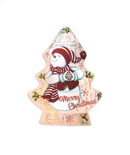 Vintage Postcard Lit Glass Tree - 8.8 Inch - Snowman