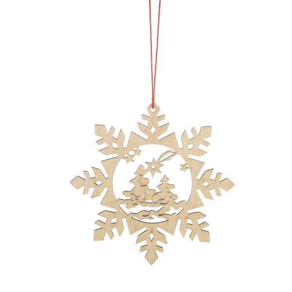Wooden Holiday Icon Ornament - Snowflake - Forest - The Country Christmas Loft