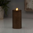 Luminara Antique Gold  Metallic Furrow Moving Flame  Pillar - The Country Christmas Loft
