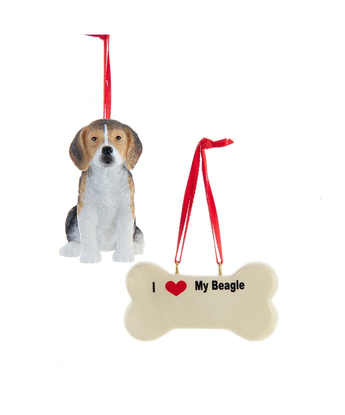 I love My Beagle With Dog Bone Ornaments - The Country Christmas Loft
