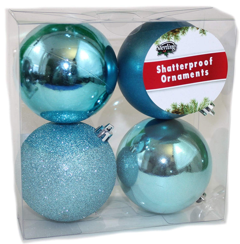 80mm Shatterproof Decorated Ball Ornaments 4 Pack -  Off White - The Country Christmas Loft