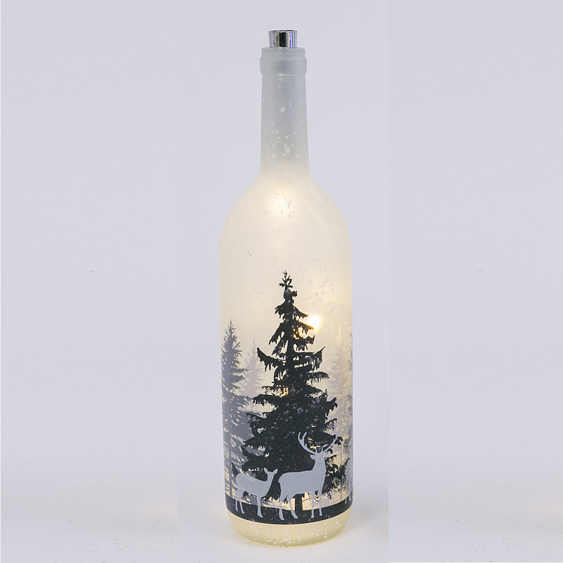 Lighted Winter Forest Bottle - Thick Trees