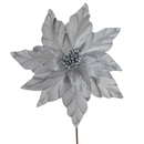 Silver Velvet Poinsettia Pick - The Country Christmas Loft