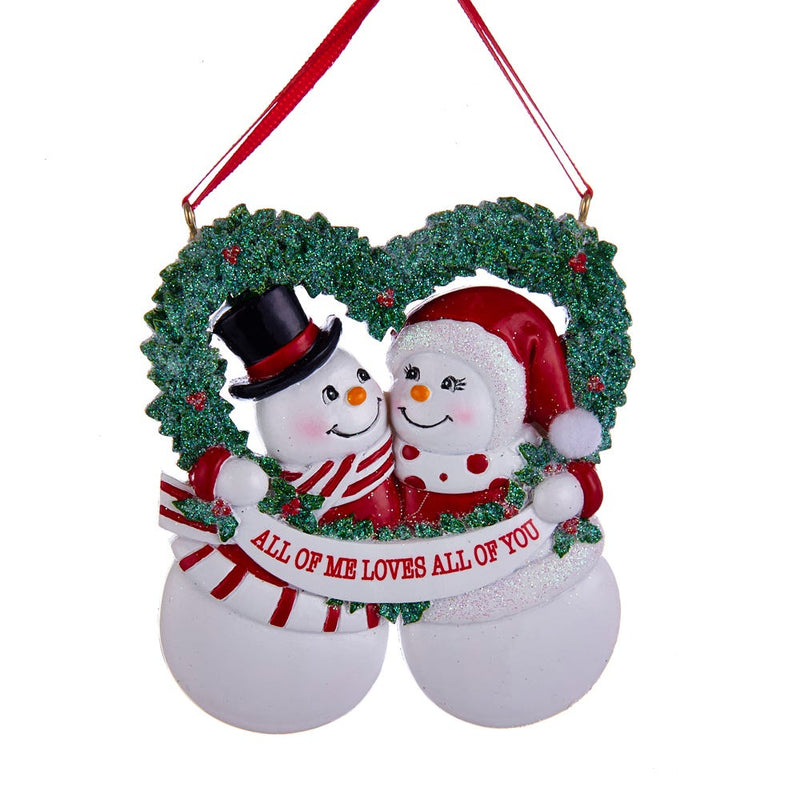 Snowman Couple Ornament - All of me loves all of you - The Country Christmas Loft