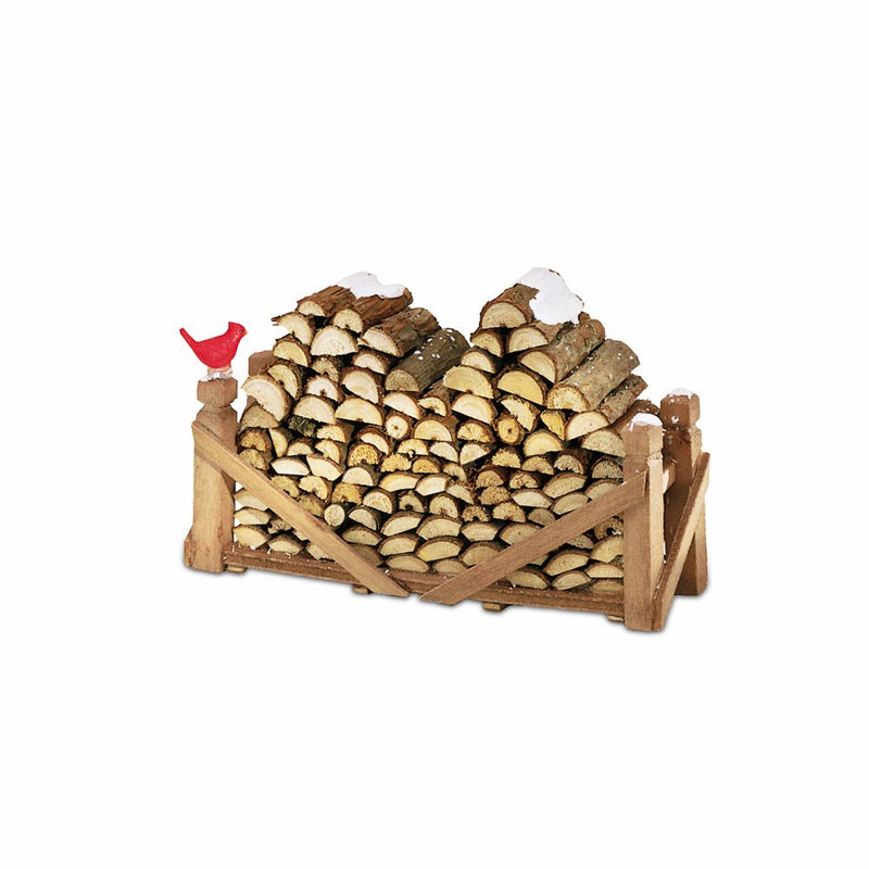 Snow Village Log Pile Natural Wood - The Country Christmas Loft