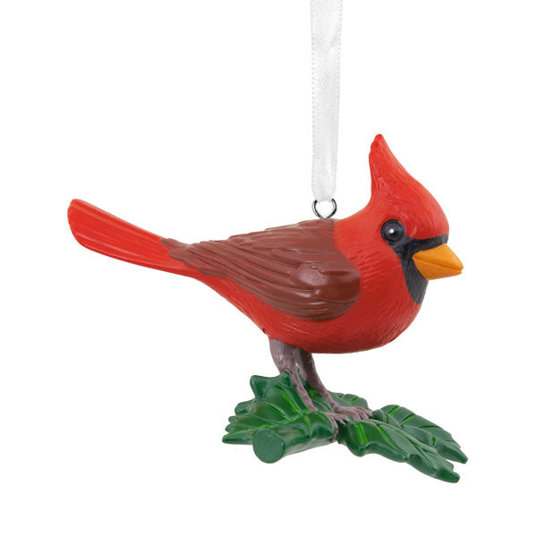 Cardinal Perched on a Holly Leaf - Ornament - The Country Christmas Loft