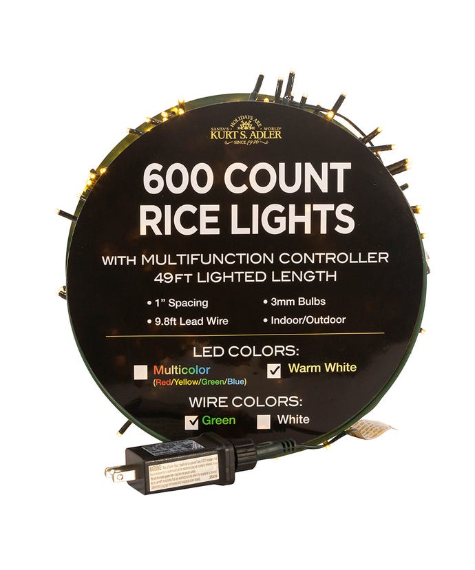 600-Light Warm White LED Rice Light Set - The Country Christmas Loft