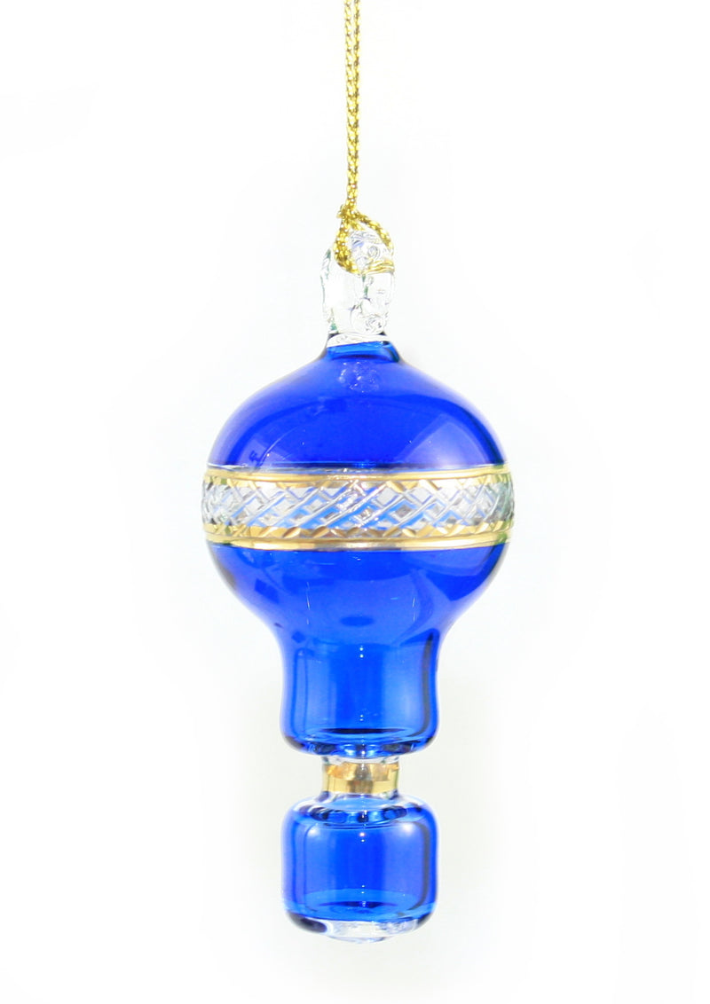 Mini Glass Hot Air Balloon Ornament - Royal Blue