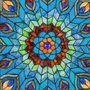 Presley Blue Peacock Stained Glass Window Panel - The Country Christmas Loft