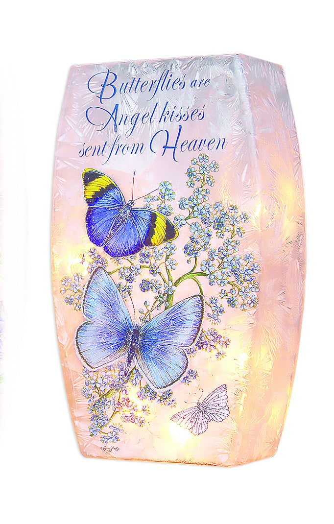 Lighted Glass Vase - Butterfly Kisses - 7¾ Inches tall - - The Country Christmas Loft